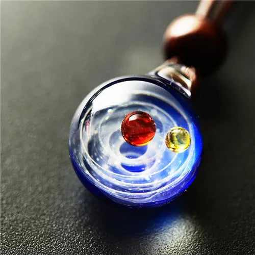 Universe Glass Bead Planets Pendant Necklace