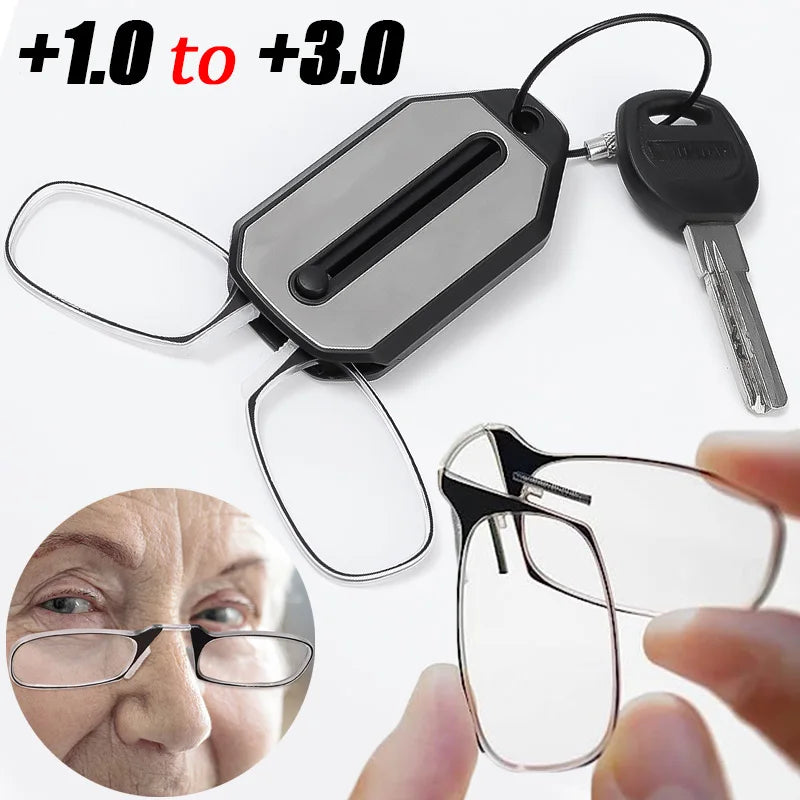Nose Clip Reading Glasses Men Women Portable Hyperopia Glasses