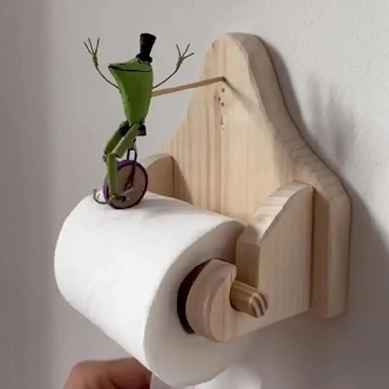 Creative Frog Riding Bicycle Toilet Paper Holder