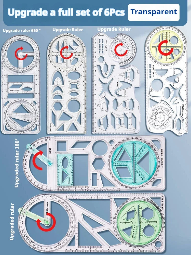 Multifunctional Geometric Function Ruler Set