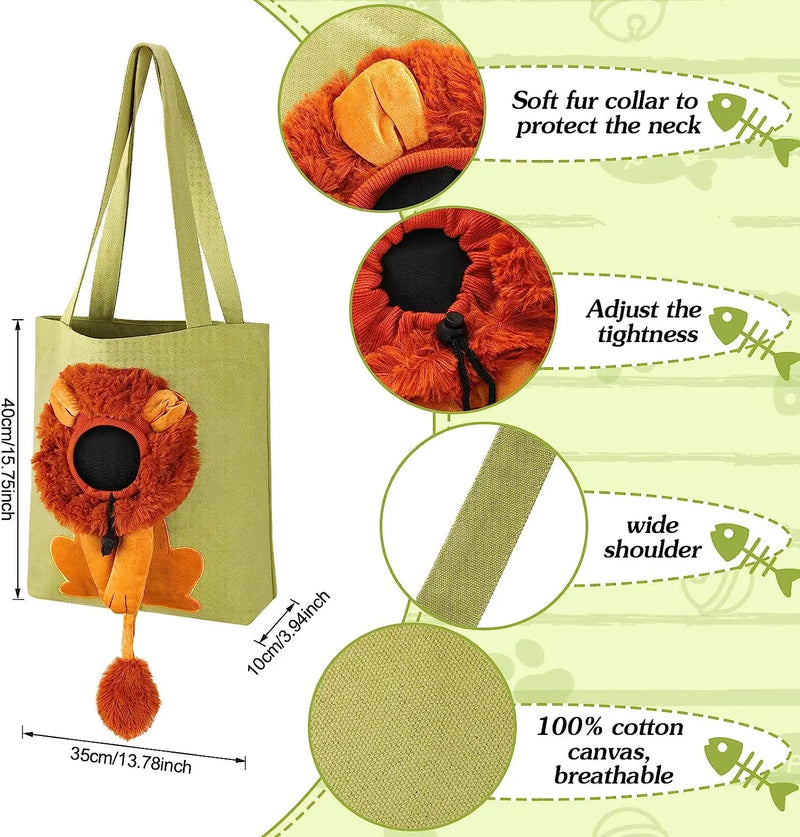 Lion Shaped Pet Canvas Shoulder Bag