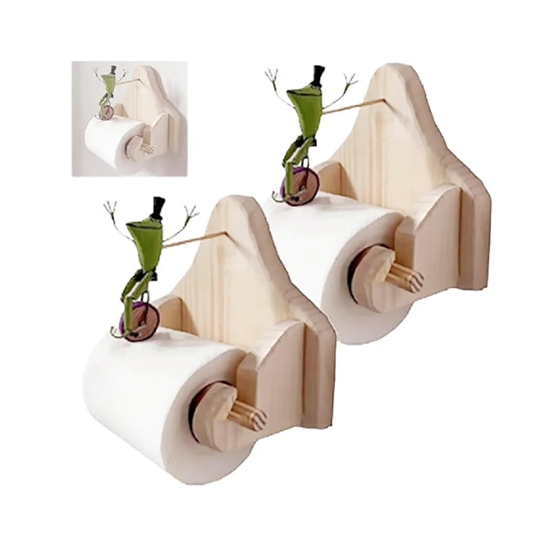 Creative Frog Riding Bicycle Toilet Paper Holder