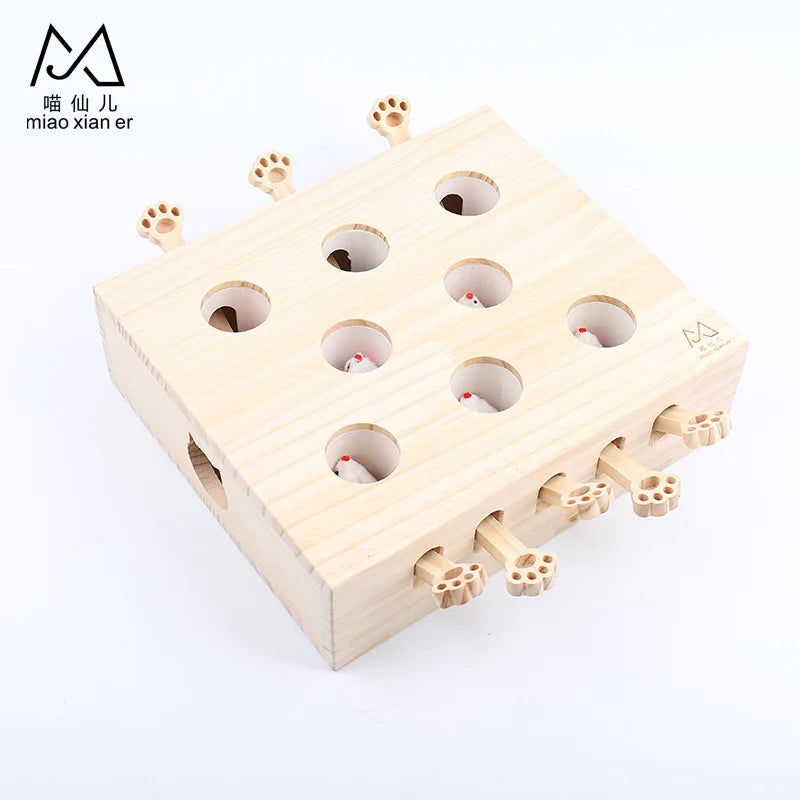 Cat Toys Interactive Whack-a-mole Solid Wood Toys