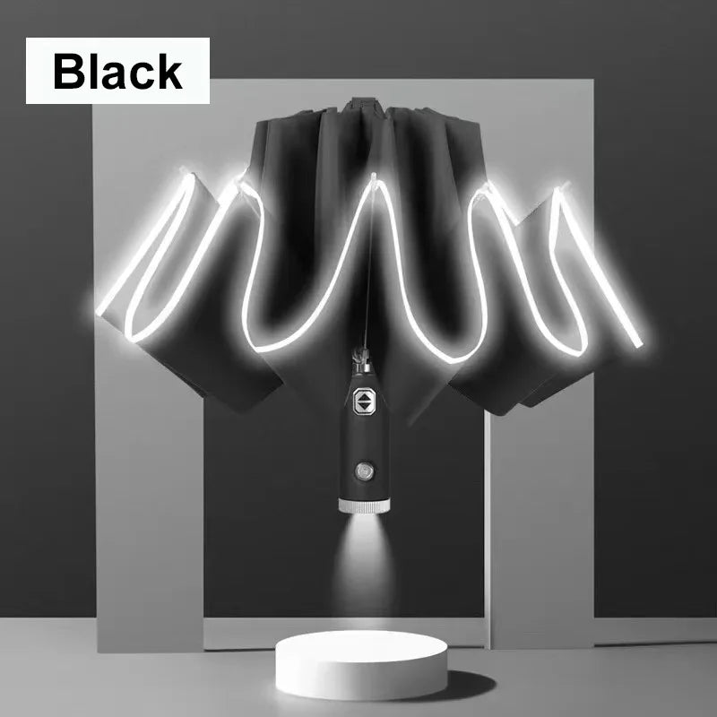 Reflective Stripe Reverse Led Light Umbrella