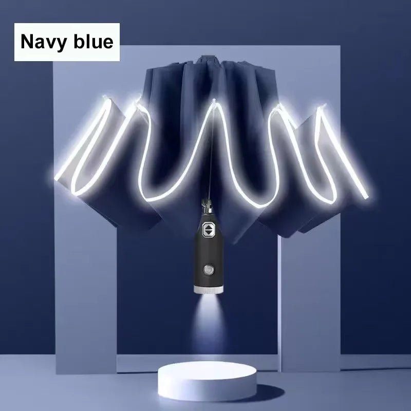 Reflective Stripe Reverse Led Light Umbrella