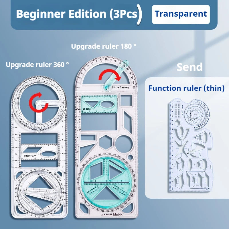 Multifunctional Geometric Function Ruler Set