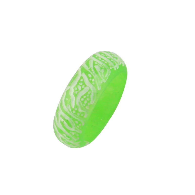 Fashion Colorful  Luminous Leopard Print Resin Crack Rings