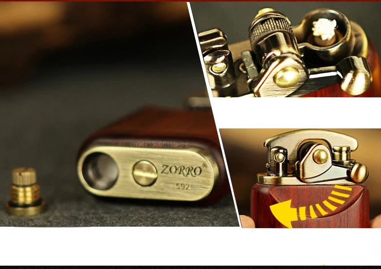 Rosewood Wooden Zorro Rocker Kerosene Lighter