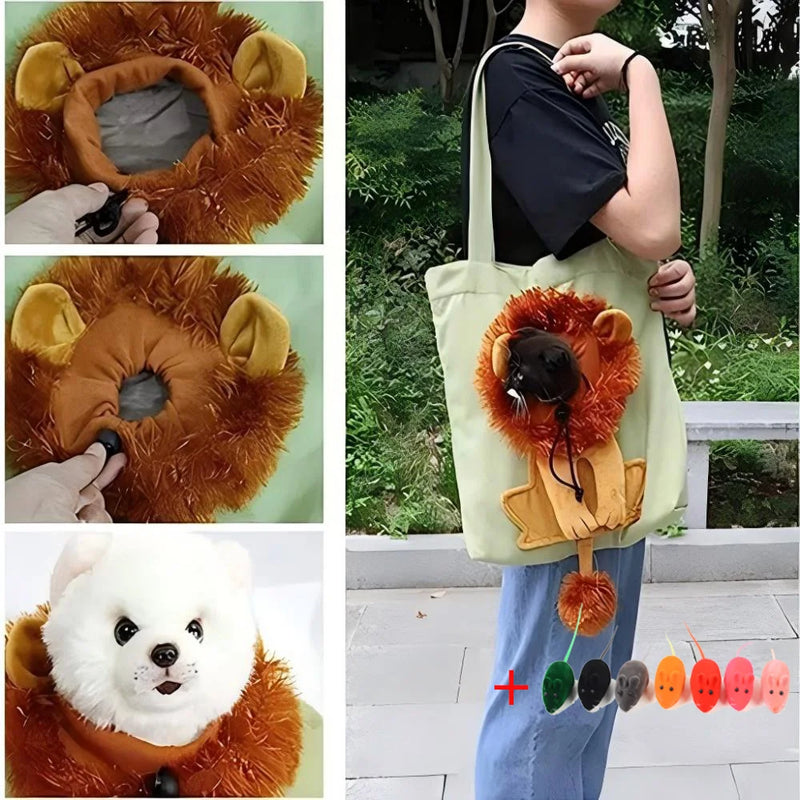 Lion Shaped Pet Canvas Shoulder Bag