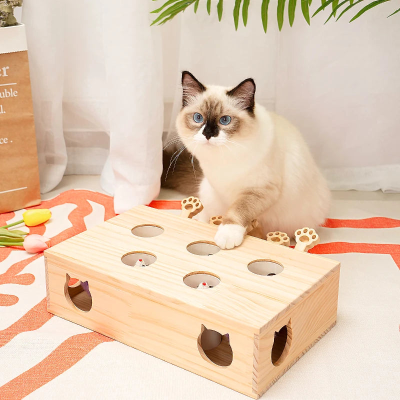 Cat Toys Interactive Whack-a-mole Solid Wood Toys
