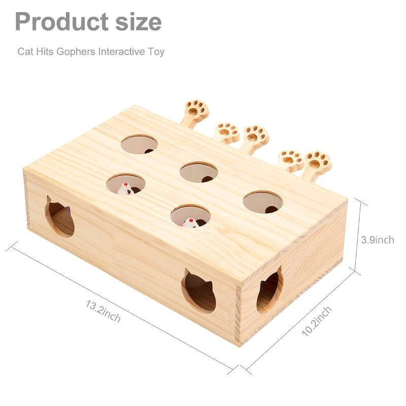 Cat Toys Interactive Whack-a-mole Solid Wood Toys