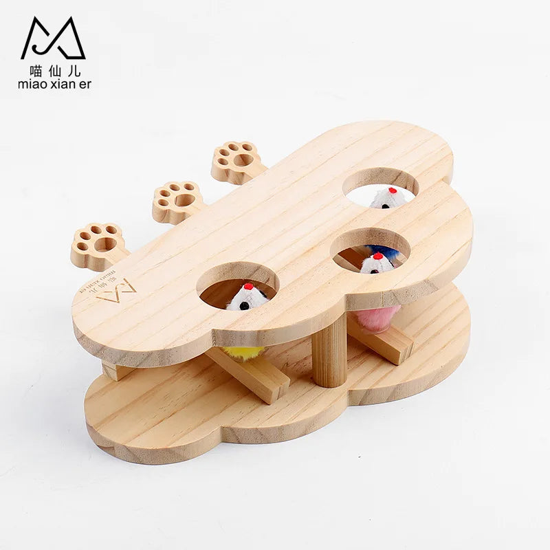 Cat Toys Interactive Whack-a-mole Solid Wood Toys