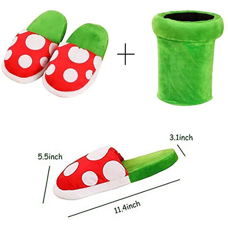 Plants Plush Home Wear Slippers With Pipe Pot Holder For Adults