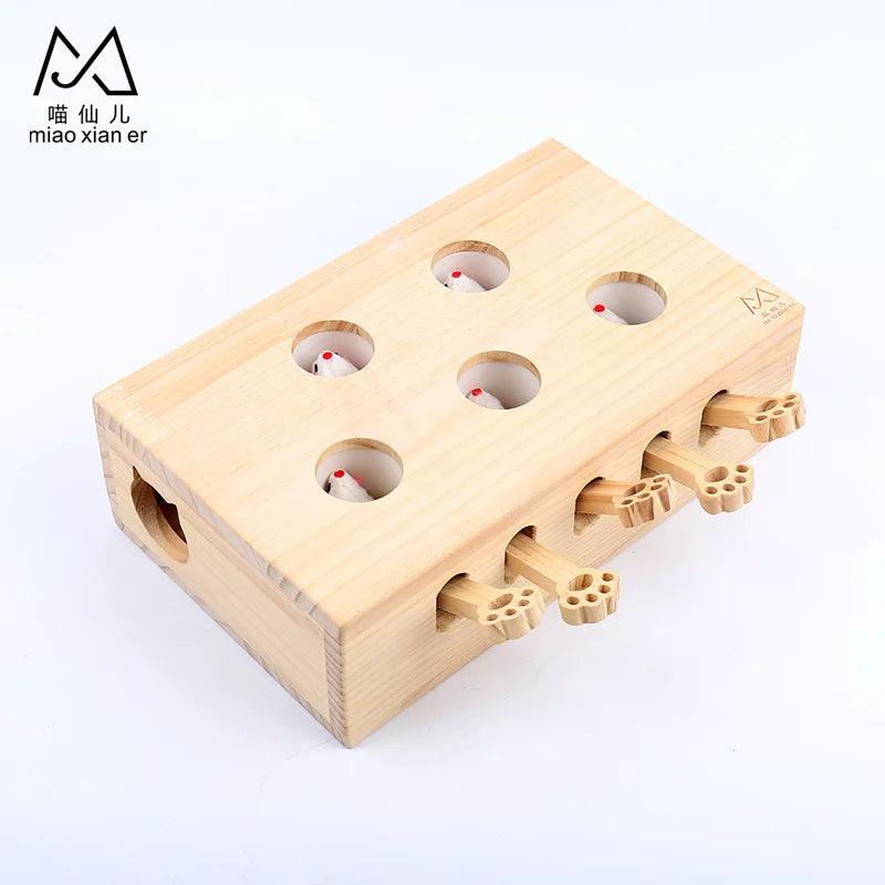 Cat Toys Interactive Whack-a-mole Solid Wood Toys