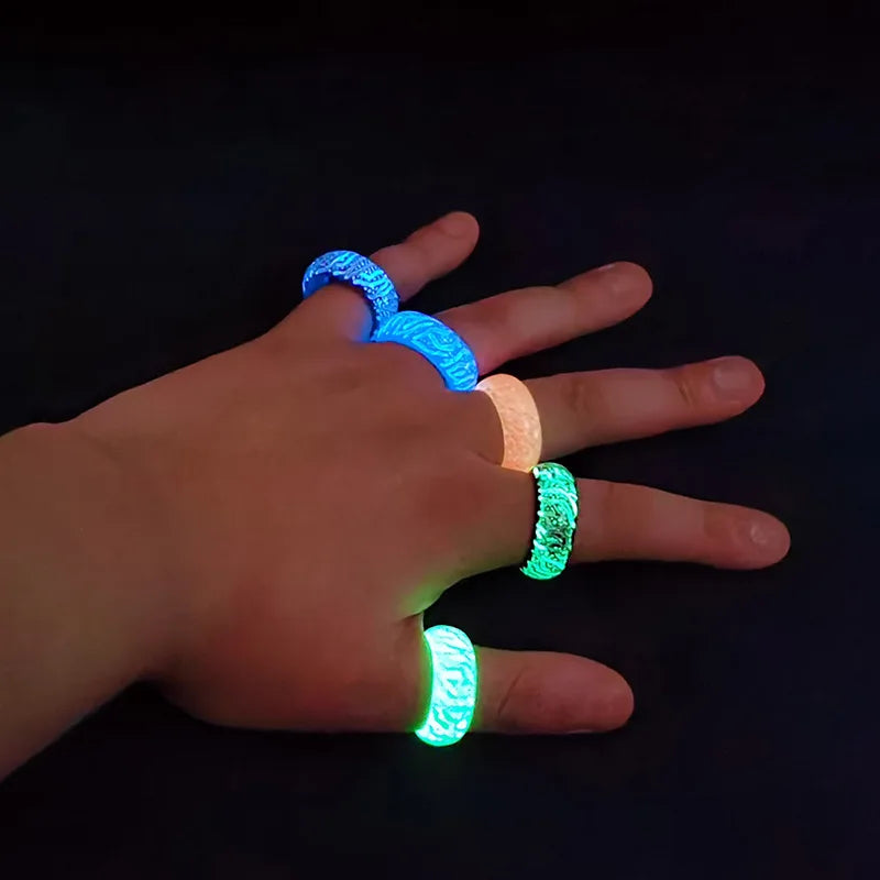 Fashion Colorful  Luminous Leopard Print Resin Crack Rings